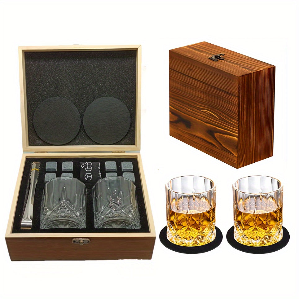 Whiskey Glasses Gift Set with Stones & Tongs - Smokey Finds