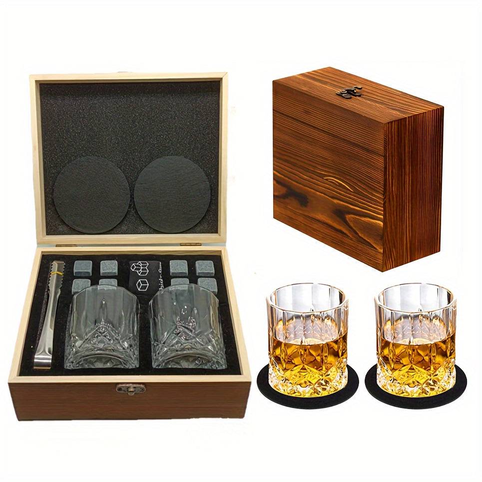 Whiskey Glasses Gift Set with Stones & Tongs - Smokey Finds